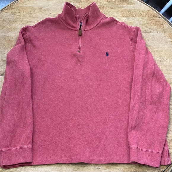 Polo by Ralph Lauren Men’s XL‎ Muted Red 100% Cotton Quarter Zip Pullover - Picture 3 of 11